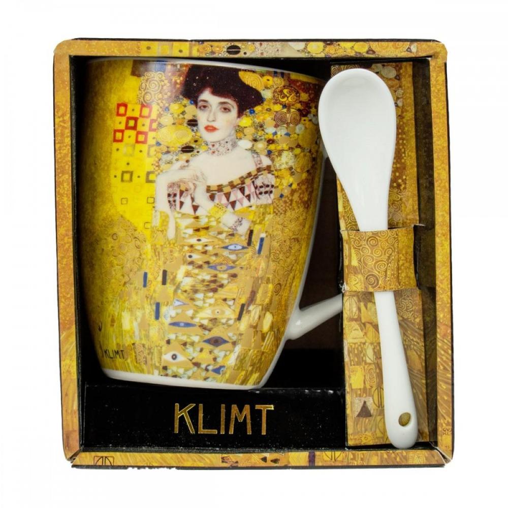 Taza con cuchara enesco el retrato de adele gustav klimt Frikytopia