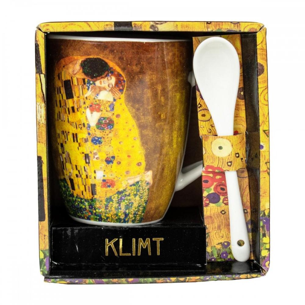 Taza con cuchara enesco el beso gustav klimt Frikytopia