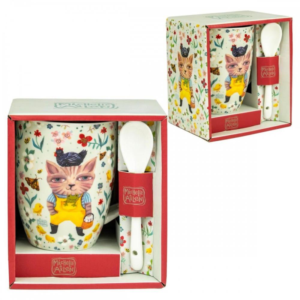 Taza con cuchara enesco el gato campestre Frikytopia