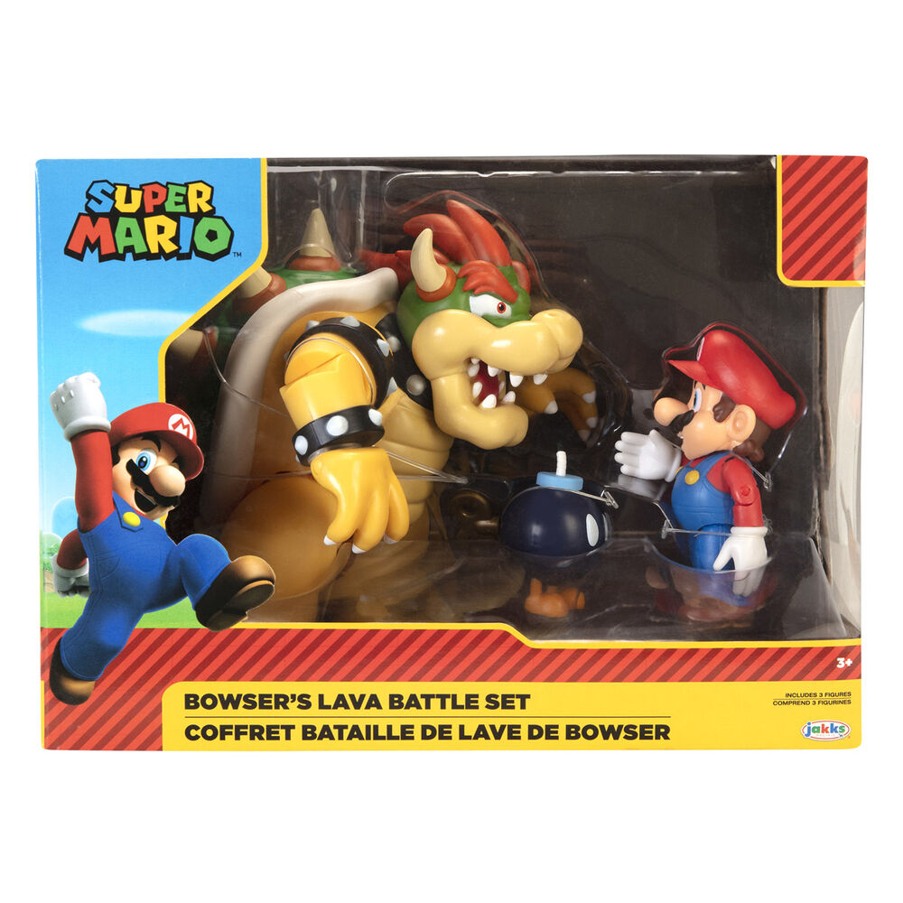 World of Nintendo Pack de 3 Figuras Mario vs. Bowser Lava Battle