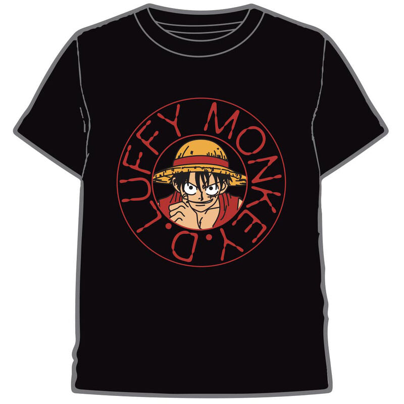 One Piece Camiseta Monkey D. Luffy Negro Talla XL