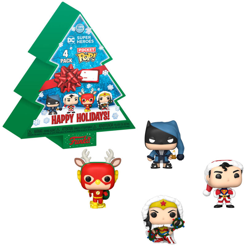Arbol Navidad con 4 figuras Pocket POP DC Comics Tree Holiday Exclus