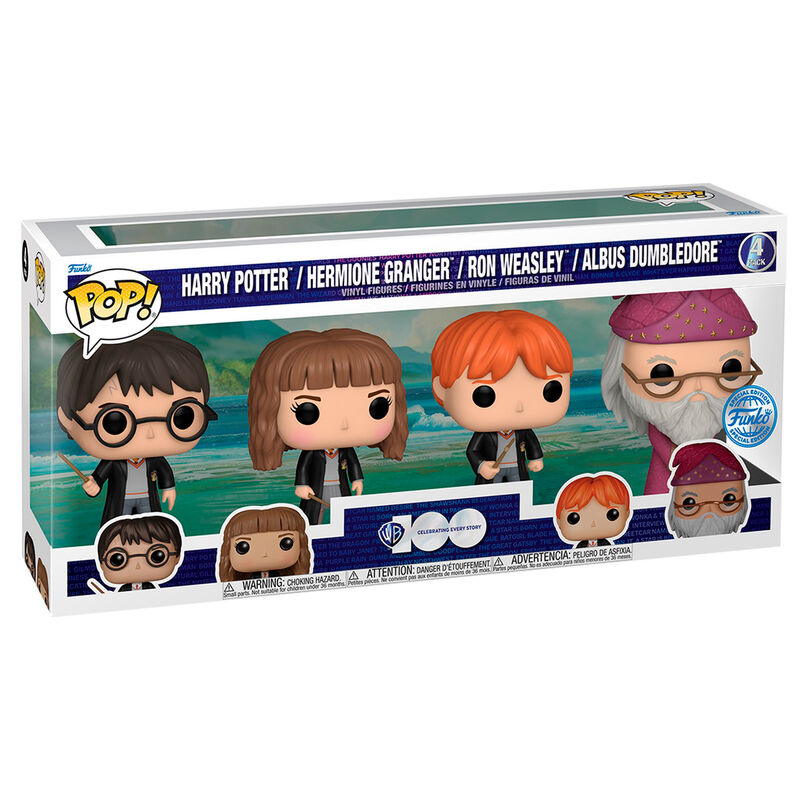 Funko pop harry potter pack 4 figuras harry hermione dumbledore ron