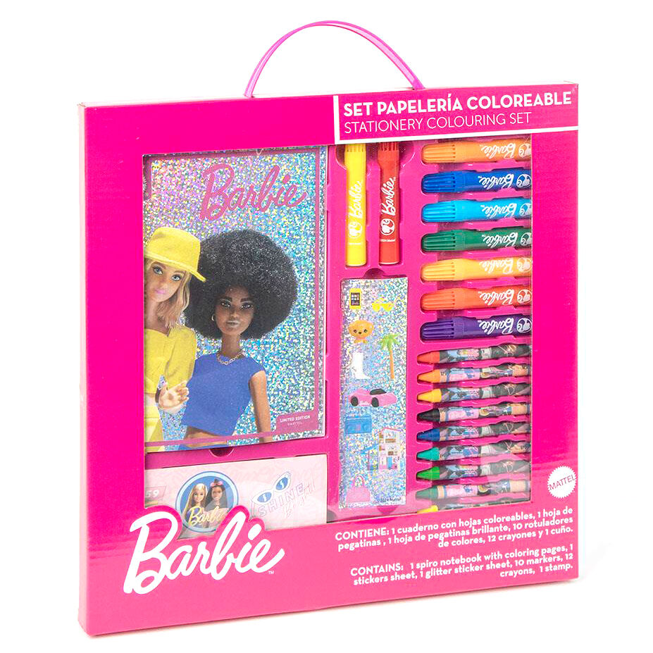 Set papeleria coloreable Barbie Frikytopia