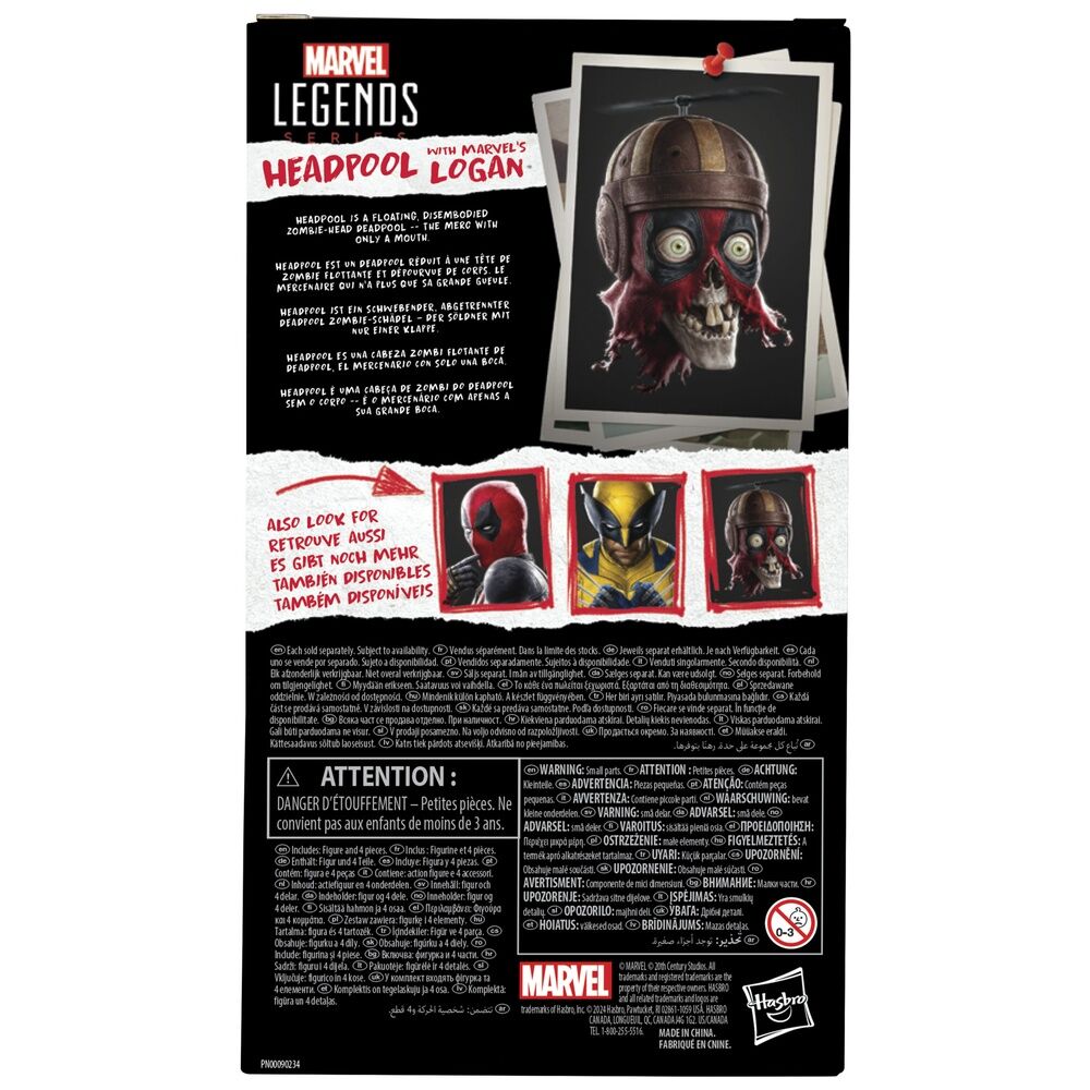 Figura Headpool with Marvels Logan Deadpool and Wolverine Marvel Legends