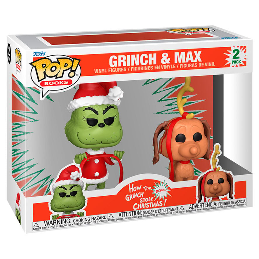 The Grinch Anniversary Pack de 2 POP Books Vinyl Figuras Grinch w Max