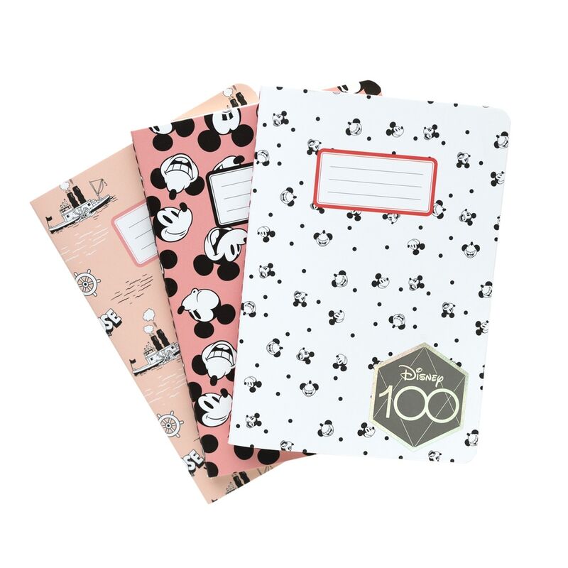 Set 3 cuadernos A6 100 Anniversary Mickey Disney Frikytopia