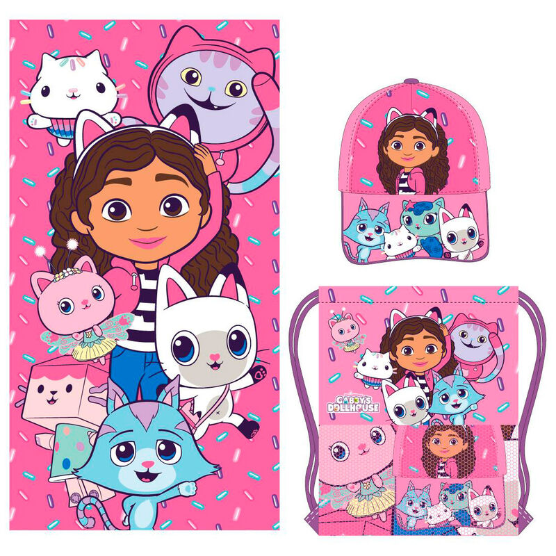 Set toalla + saco + gorra La Casa de Muñecas de Gabby Frikytopia
