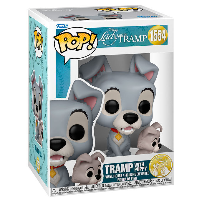 La Dama y el Vagabundo Figura POP Disney Vinyl Tramp w puppy 9cm