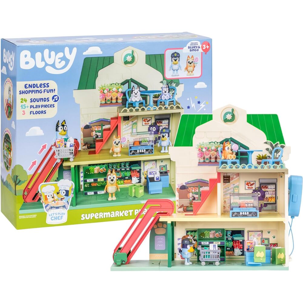 Bluey Set de juego Minifiguras Bluey Let's Play Chef Supermercado