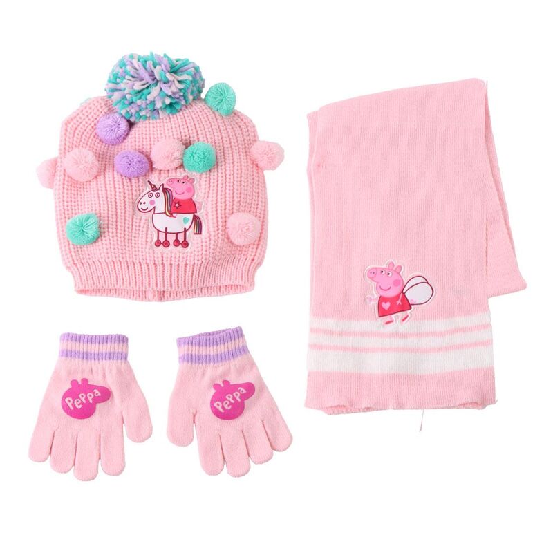 Conjunto gorro guantes bufanda Peppa Pig Frikytopia