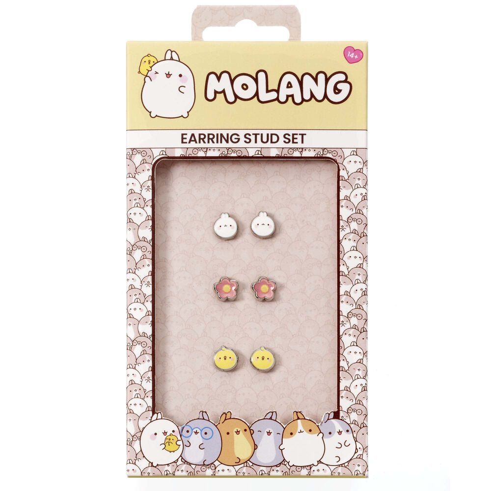 Molang Pack de 3 Pendientes Stud  Molang and Piu Piu
