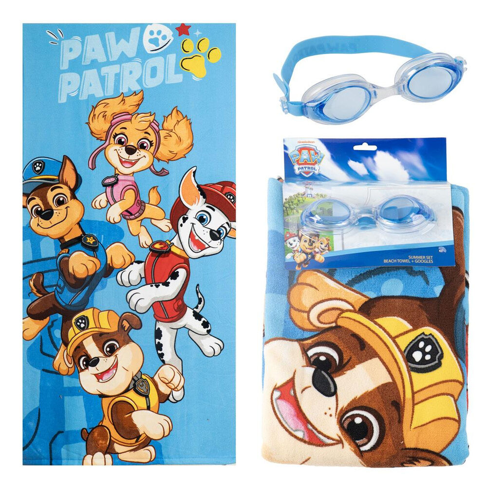 Set toalla + gafas natacion Patrulla Canina Paw Patrol Frikytopia