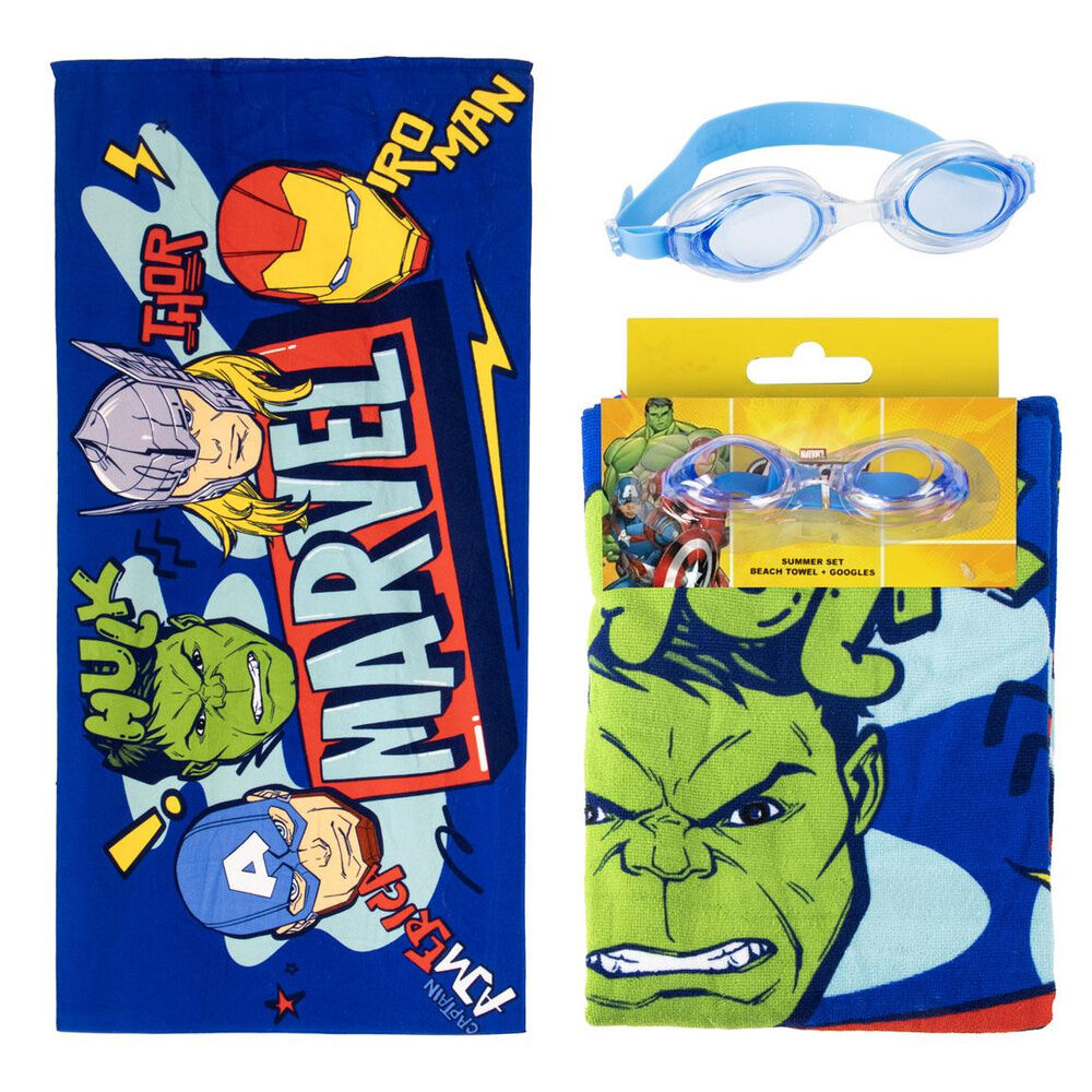 Set toalla + gafas natacion Los Vengadores Avengers Marvel Frikytopia