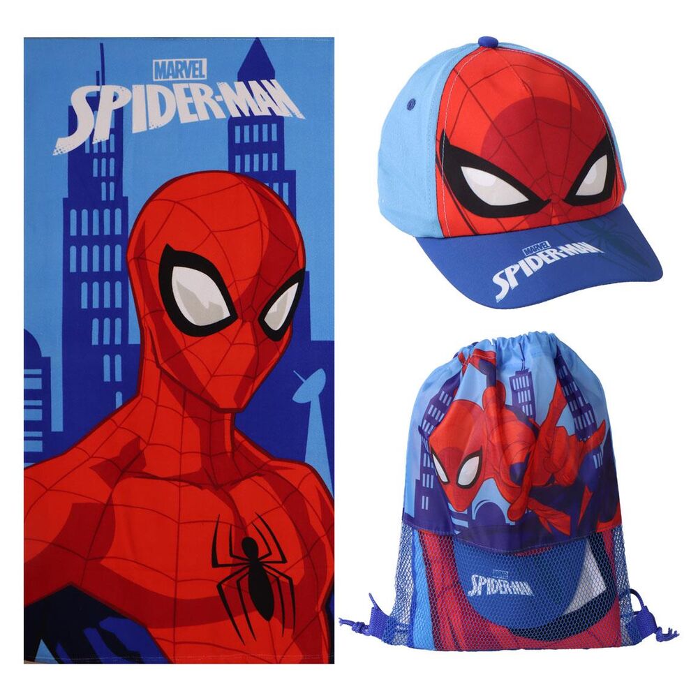 Set toalla + saco + gorra Spiderman Marvel Frikytopia