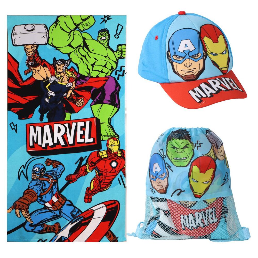 Set toalla + saco + gorra Los Vengadores Avengers Marvel Frikytopia
