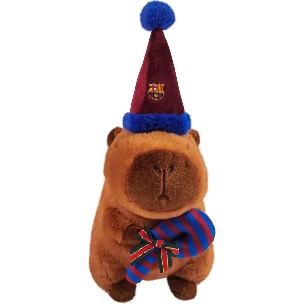 Peluche capibara gorro de papa noel FC Barcelona 35cm Frikytopia
