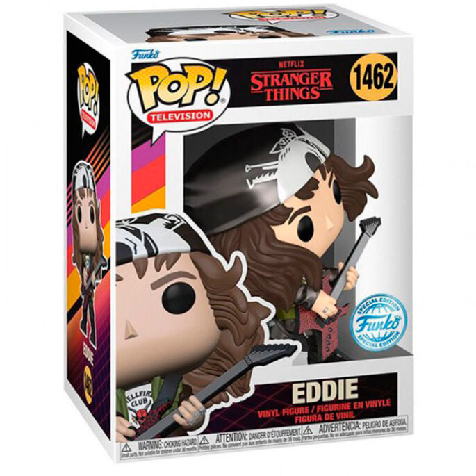 Funko pop series tv stranger things eddie con guitarra efecto metalico