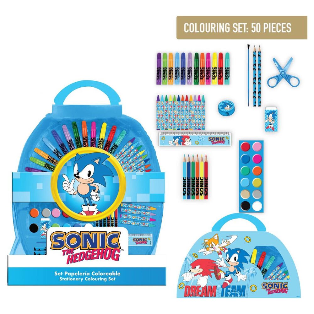 Set papeleria coloreable Sonic the Hedgehog 50pzs Frikytopia