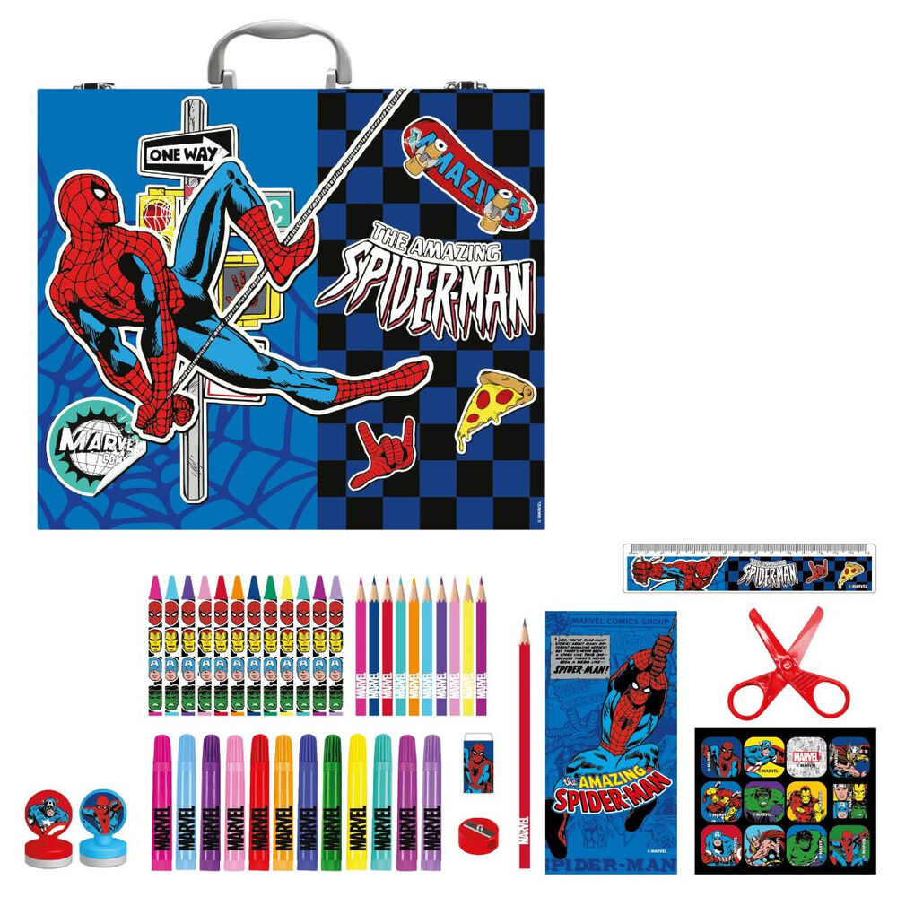 Maletin papeleria coloreable Spiderman Marvel Frikytopia
