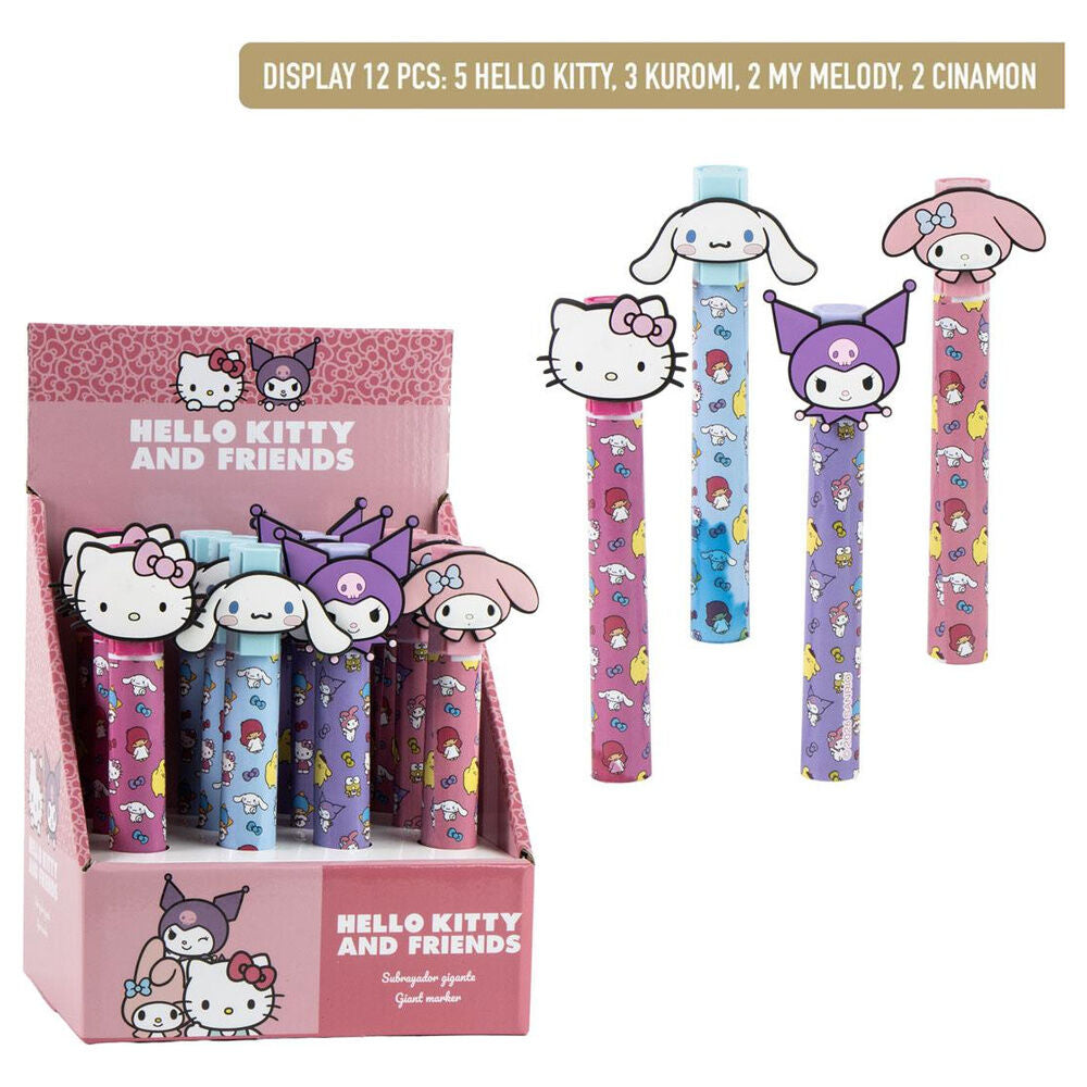 Sanrio Marcador Fluorescente Grande Expositor (12) Hello Kitty