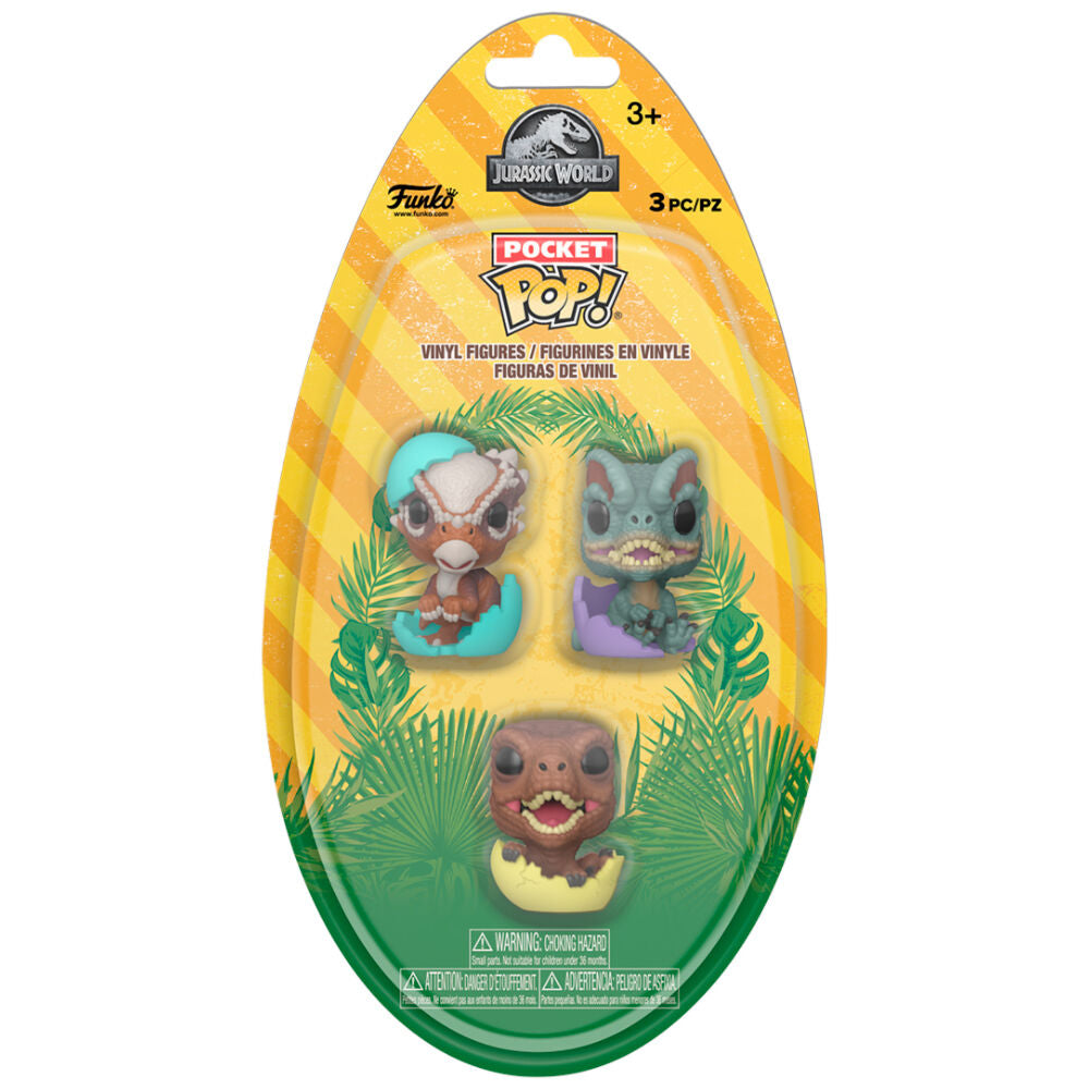 Jurassic Park Figura Pocket POP! Vinyl Easter Egg 3-Pack Dinos 4 cm