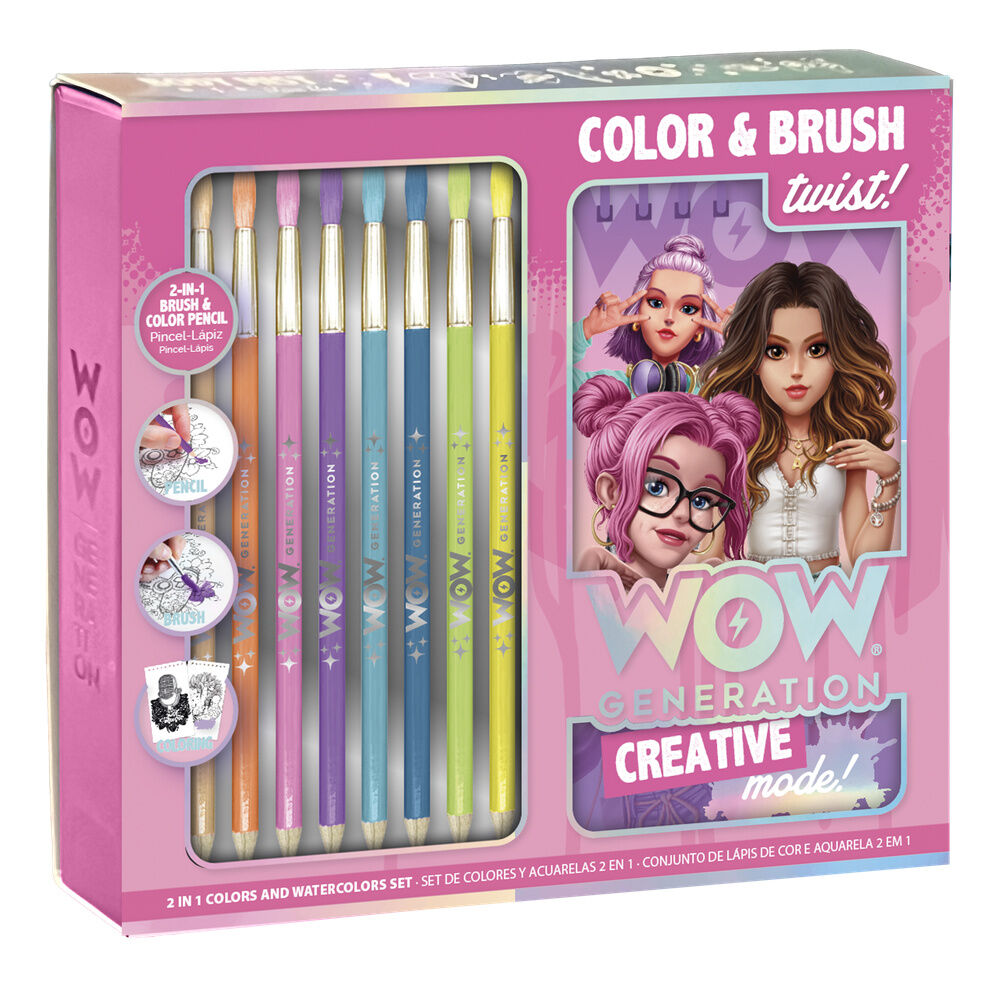 Set bloc artista pincel y lapices acuarela Wow Generation Frikytopia