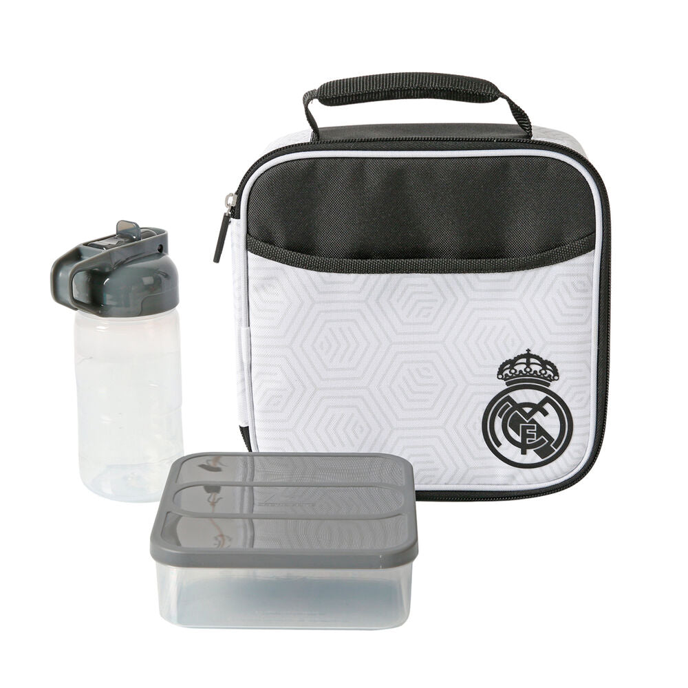 Bolsa porta alimentos termica + tupper + botella Real Madrid Frikytopia