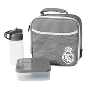 Bolsa porta alimentos termica + tupper + botella Real Madrid