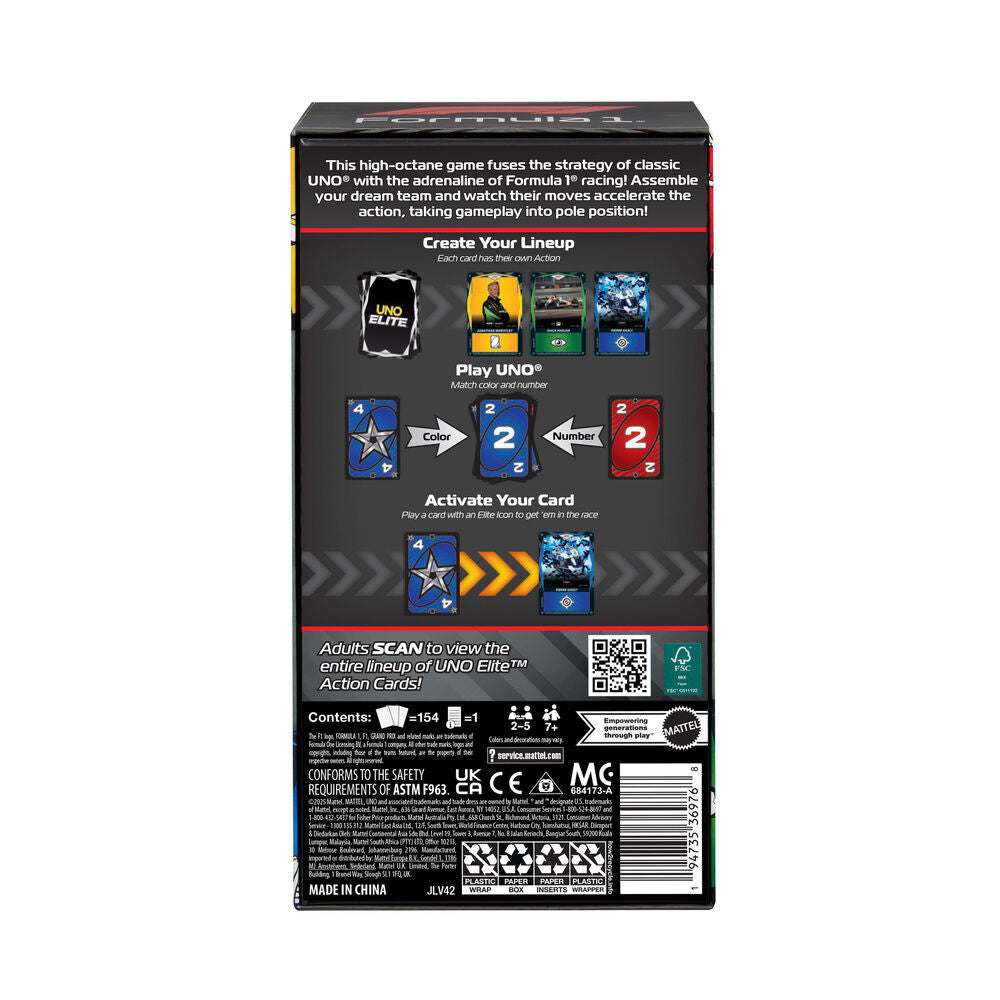 Formula 1 UNO Juego de Cartas Elite F1 Starter-Set