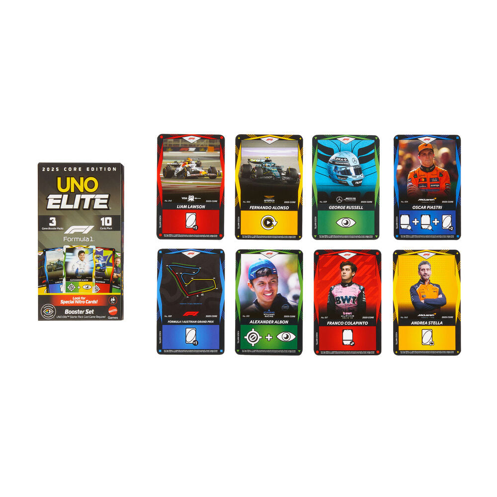 Formula 1 UNO Juego de Cartas Elite F1 Booster-Set