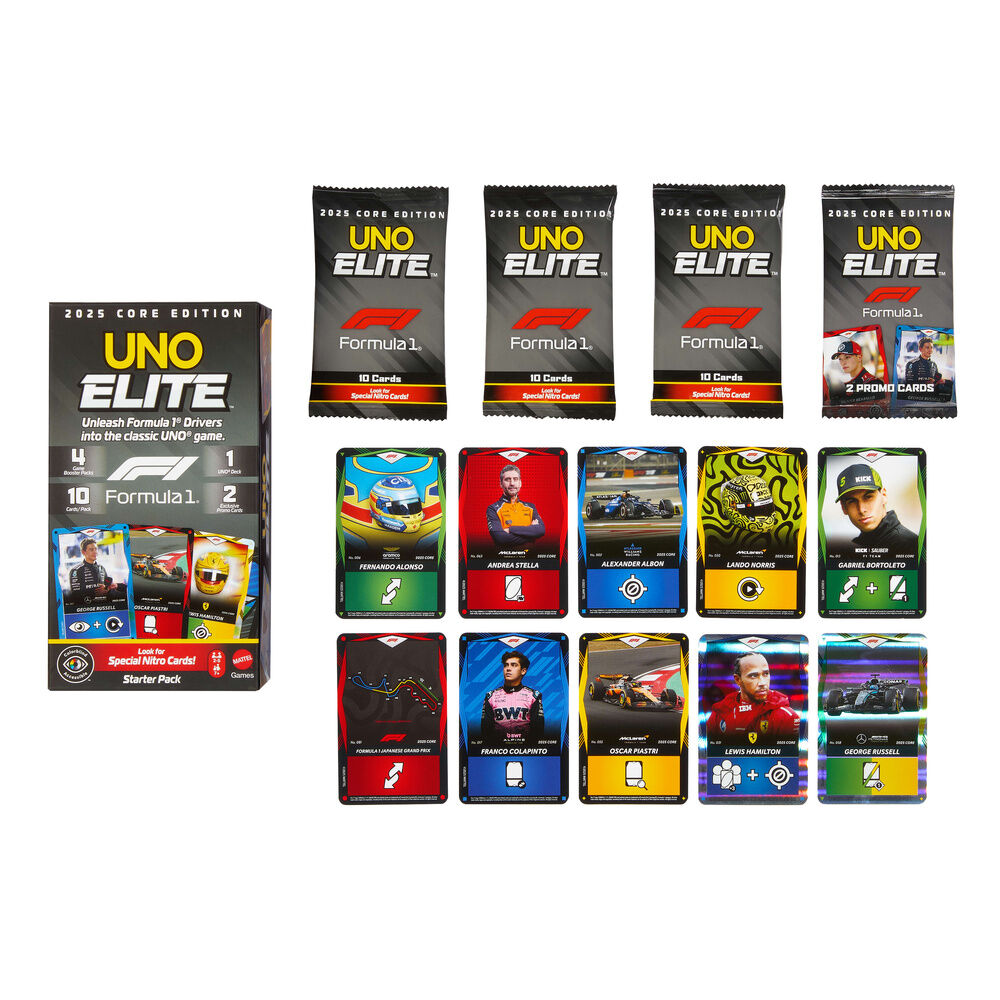 Formula 1 UNO Juego de Cartas Elite F1 Starter-Set