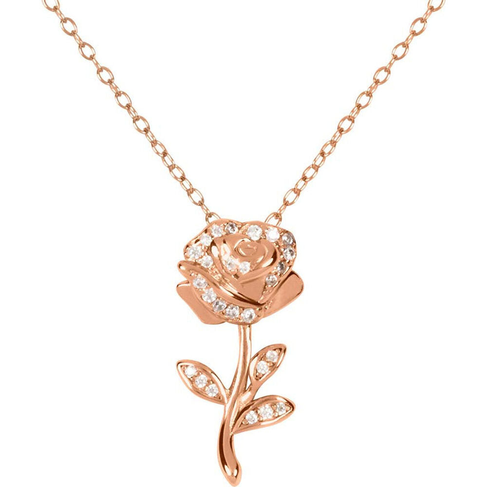 Colgante Rosa La Bella y la Bestia Disney plata Frikytopia