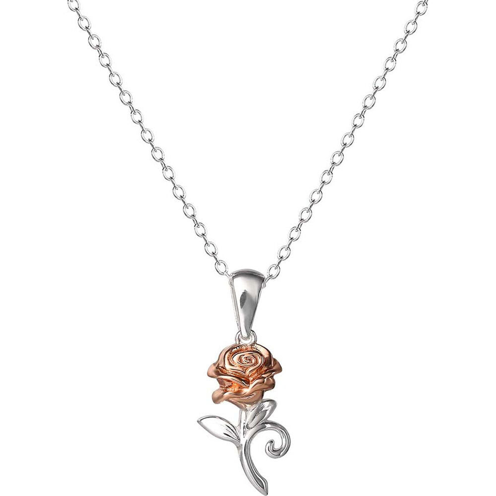 Colgante Rosa La Bella y la Bestia Disney plata