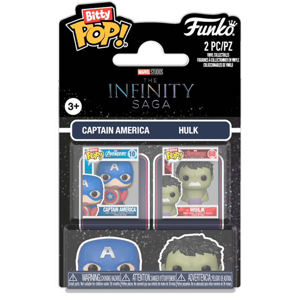Marvel IS Pack de 2 Bitty POP! Vinyl Figuras Cap & Hulk 2 cm