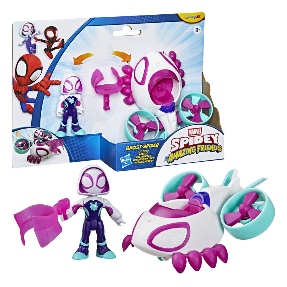 Figura + Vehiculo Ghost Spider Spidey y Su Superequipo Marvel Frikytopia