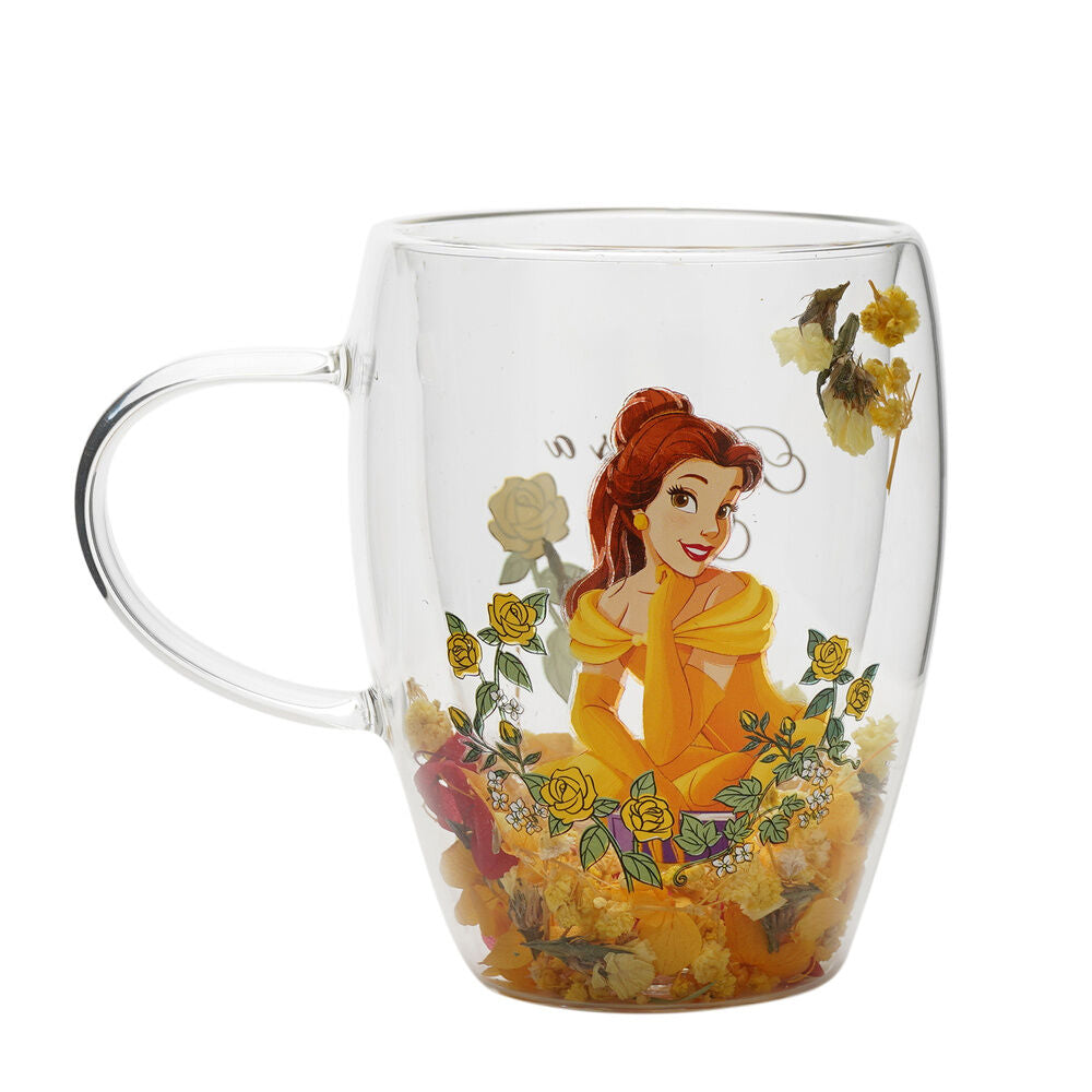 Taza cristal flores secas Bella Princesas Disney Frikytopia