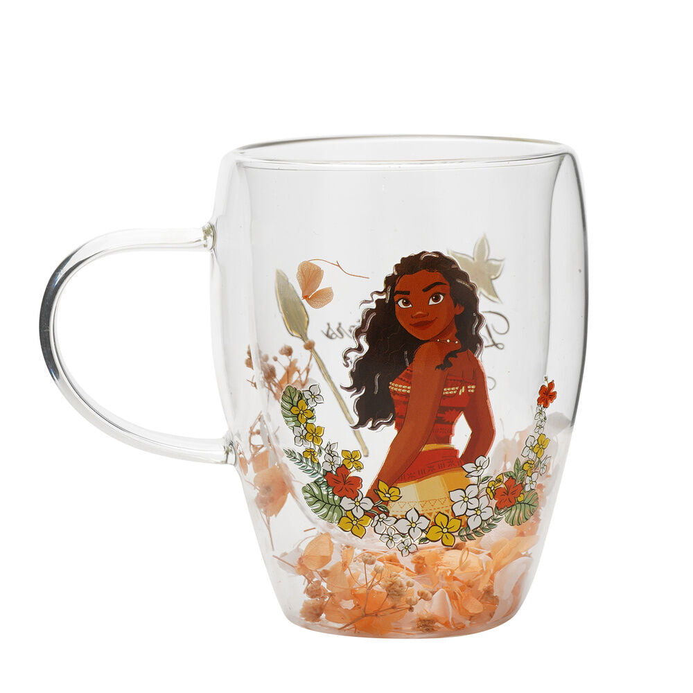 Taza cristal flores secas Vaiana Moana Princesas Disney Frikytopia