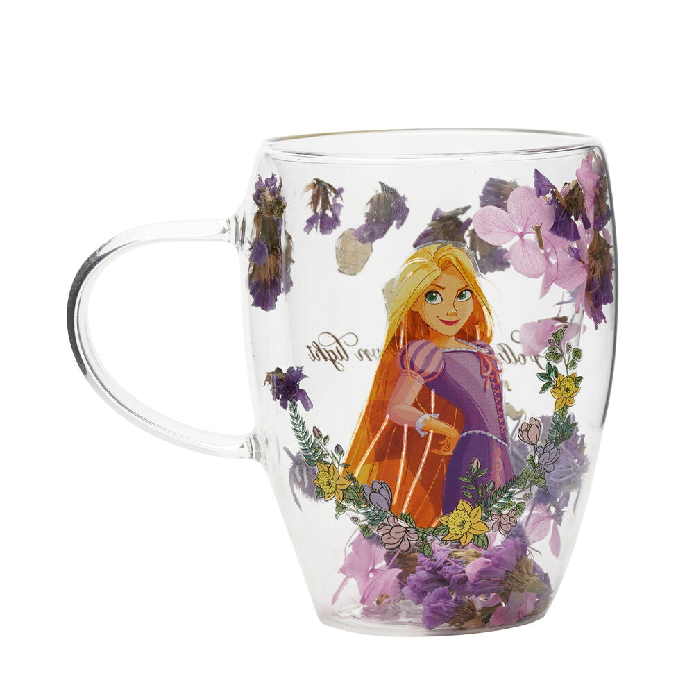 Taza cristal flores secas Rapunzel Princesas Disney Frikytopia