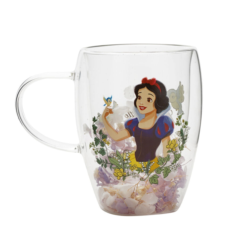 Taza cristal flores secas Blancanieves Princesas Disney Frikytopia