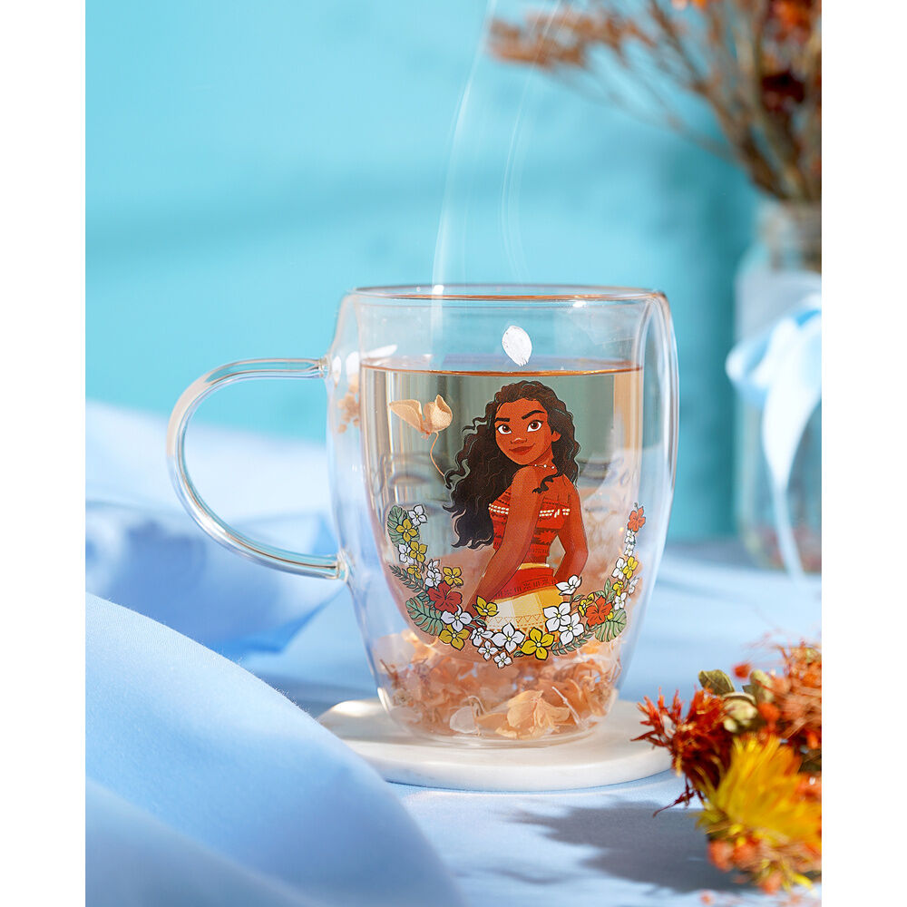 Taza cristal flores secas Vaiana Moana Princesas Disney