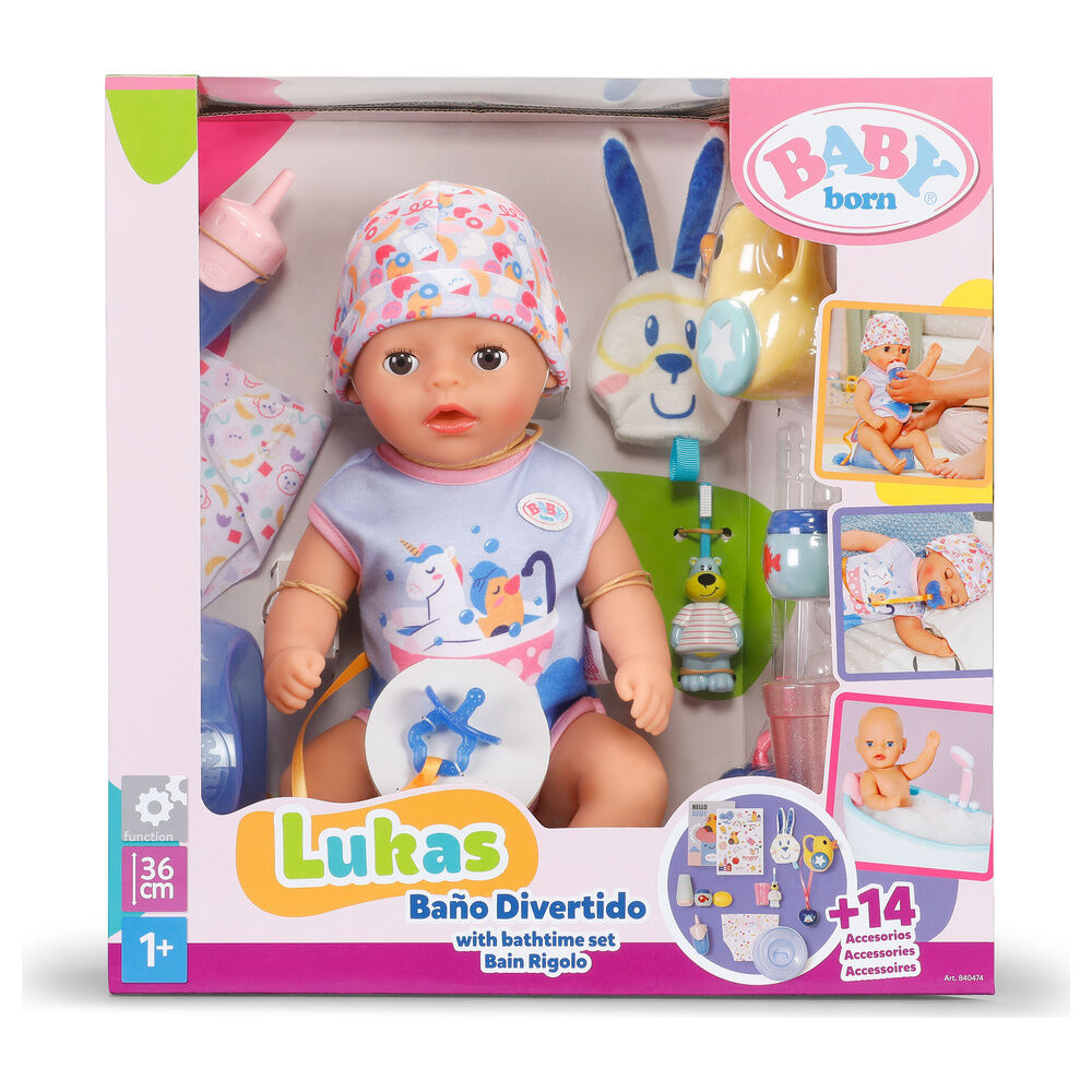 Muñeco Lukas Baño Divertido Baby Born 36cm