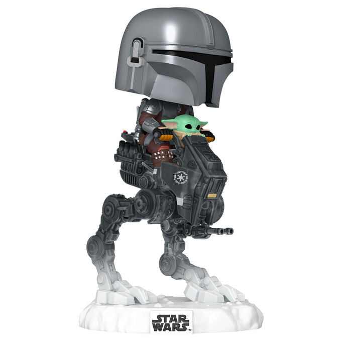 Figura POP Rides Deluxe Star Wars Mandalorian & Grogu The Mandalorian with Grogu in Imperial Remnant AT-RT Frikytopia