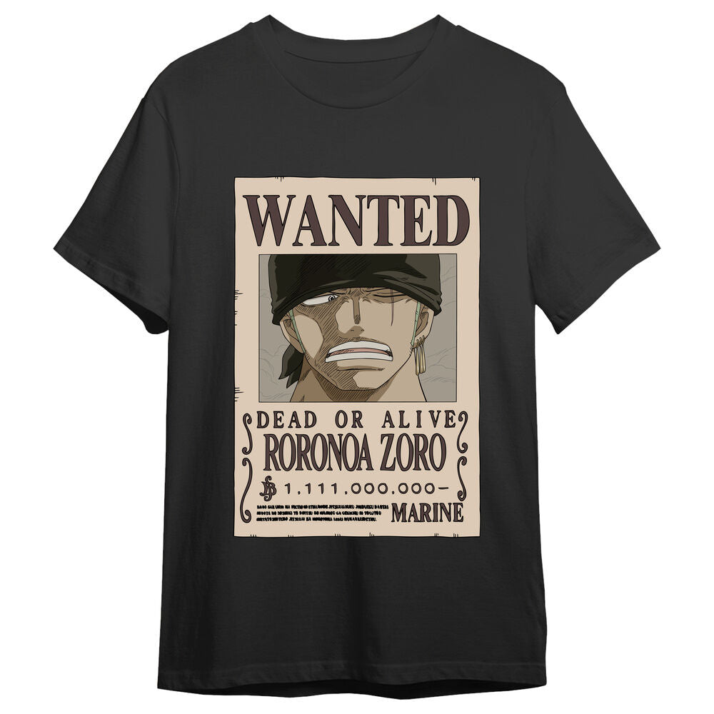 Camiseta Roronoa Zoro Wanted One Piece adulto Frikytopia