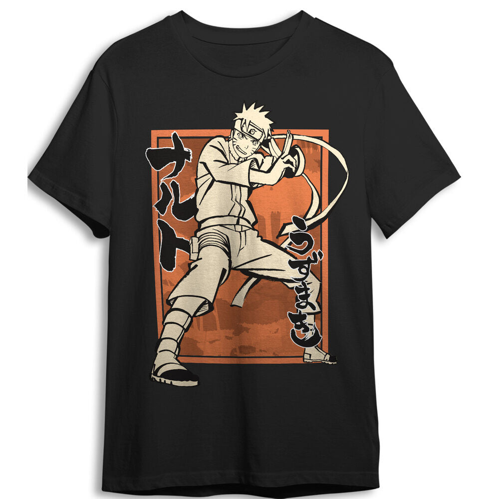 Naruto Shippuden Camiseta Pose Black Talla S