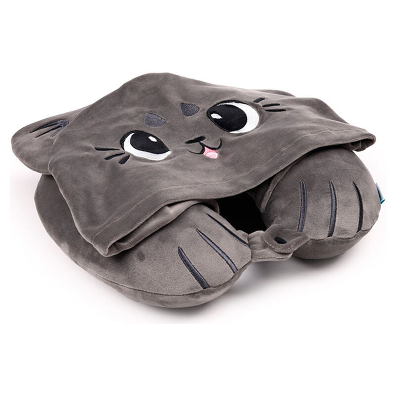 Almohada viaje capucha Gatos Beans & Co Hoodeazzz Frikytopia