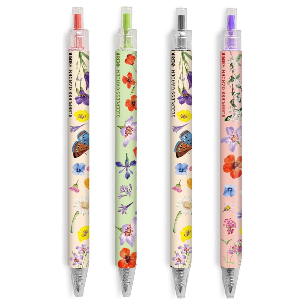 Set 4 boligrafos Sleepless Garden Frikytopia