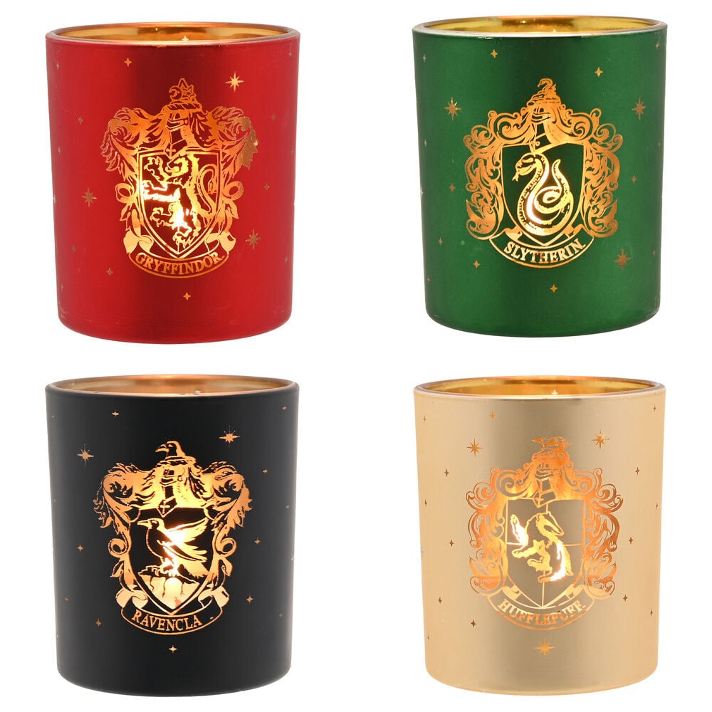 Set 4 portavelas Casas Hogwarts Harry Potter Frikytopia