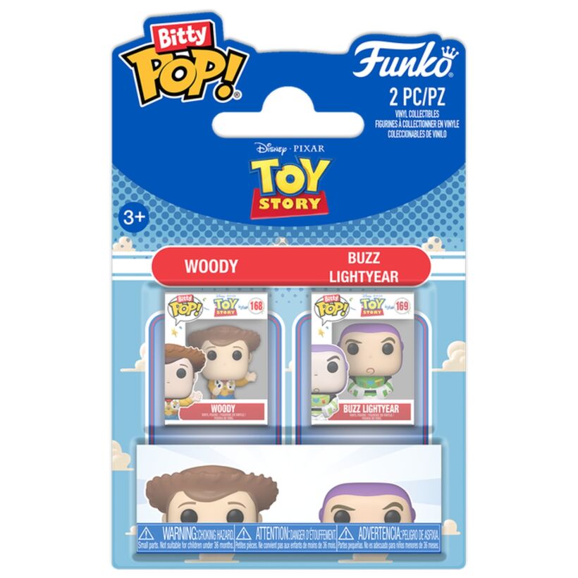 Toy Story Bitty POP! Vinyl Figuras Woody & Buzz Lightyear 2 cm