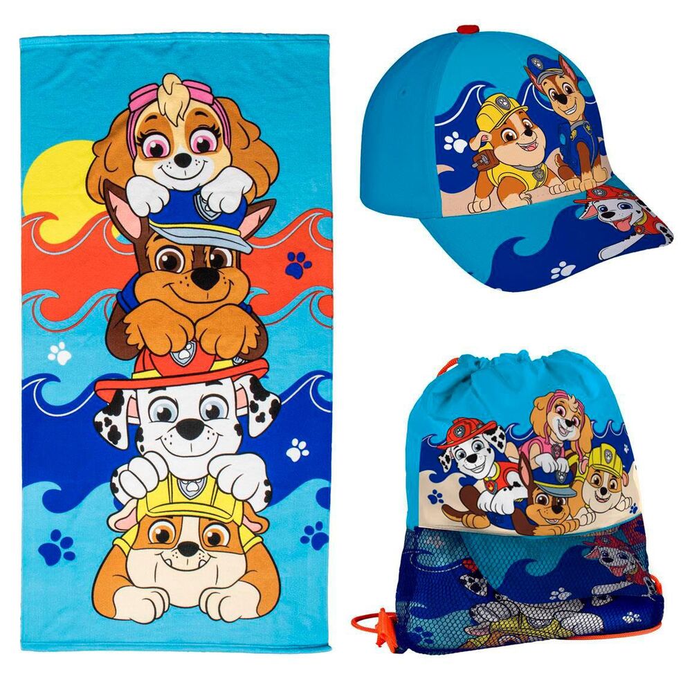 Set toalla + saco + gorra Patrulla Canina Paw Patrol Frikytopia